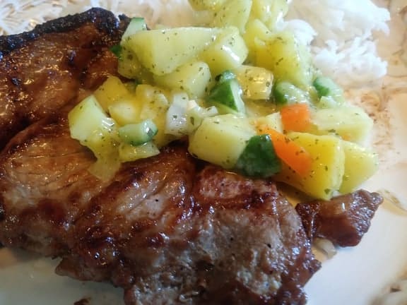 pan fried and marinated pork chops