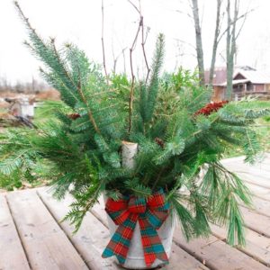decorate outside planters for Christmas