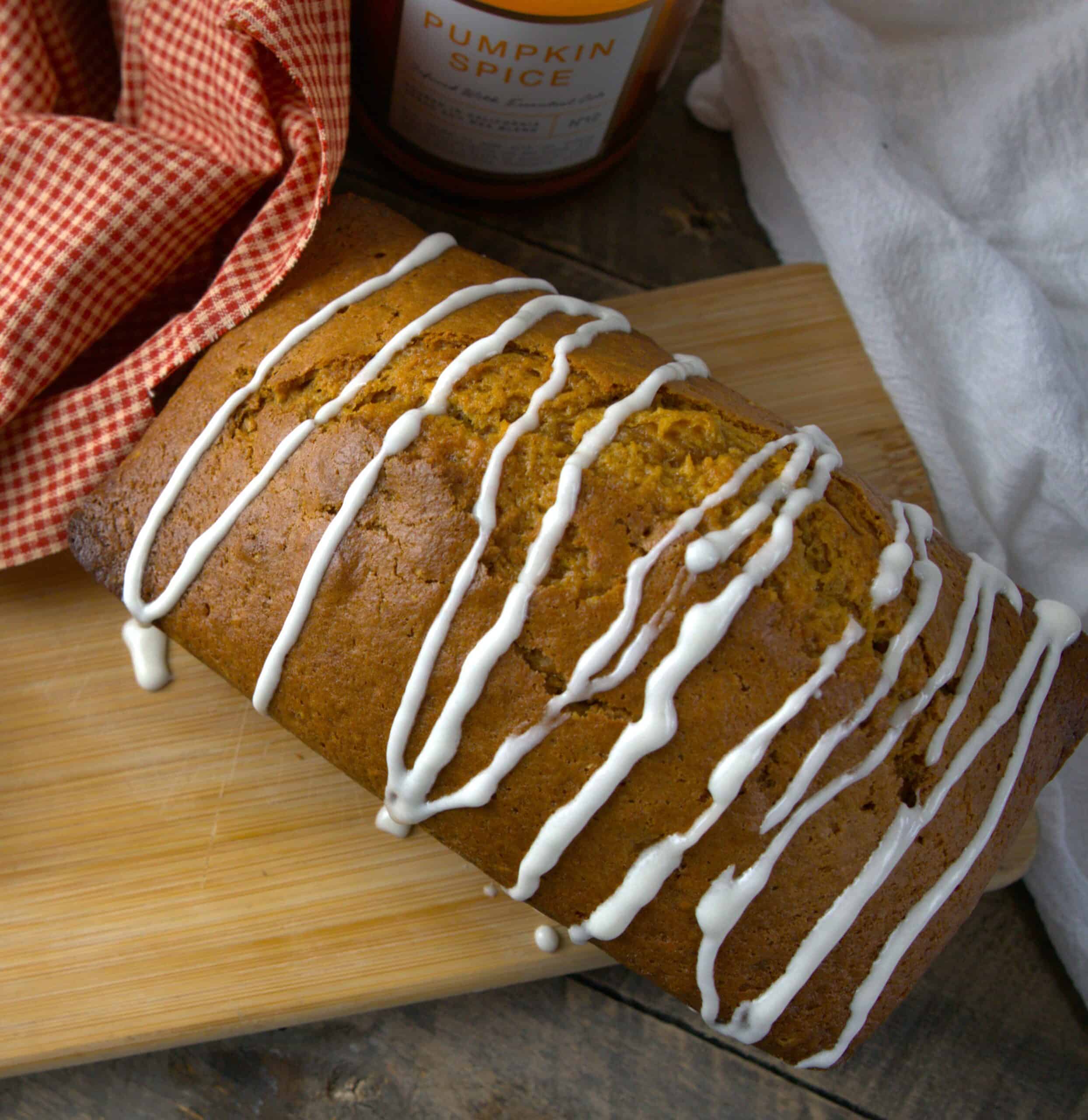 pumpkin bread with maple drizzle