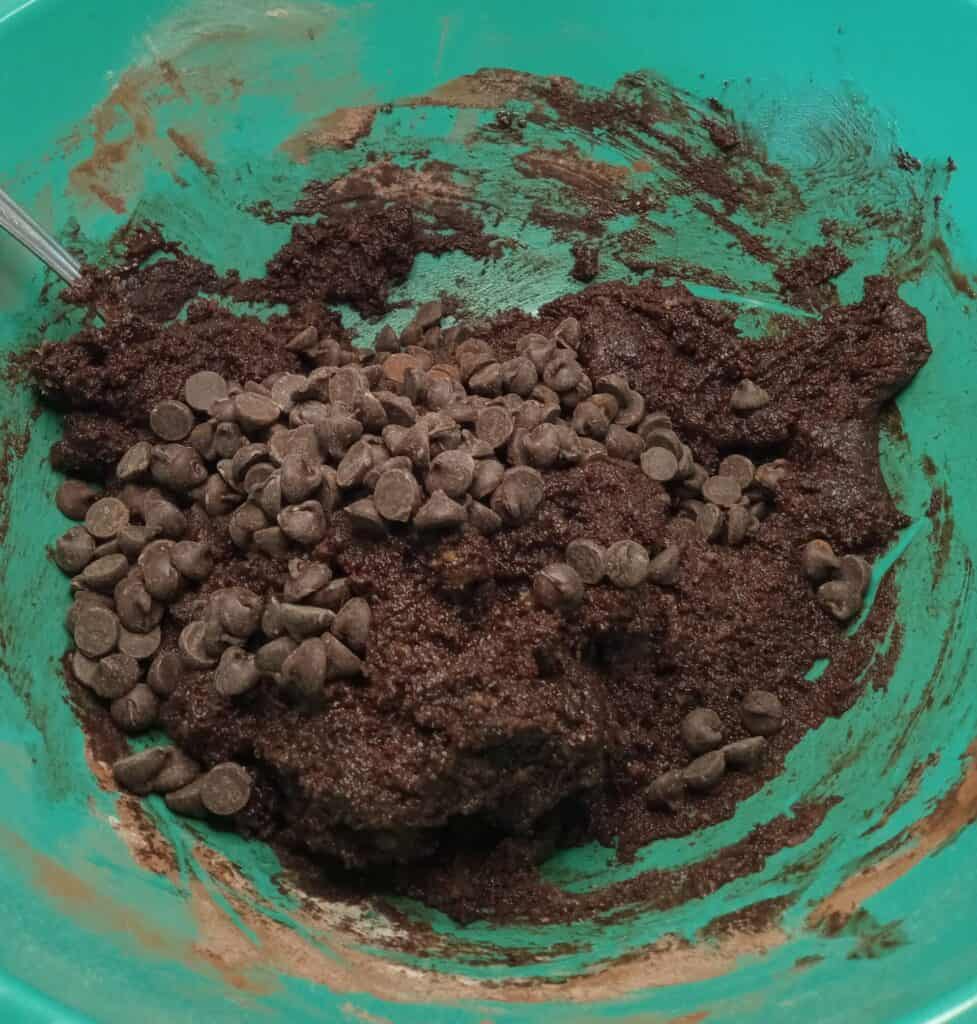 brownie batter with chocolate chips