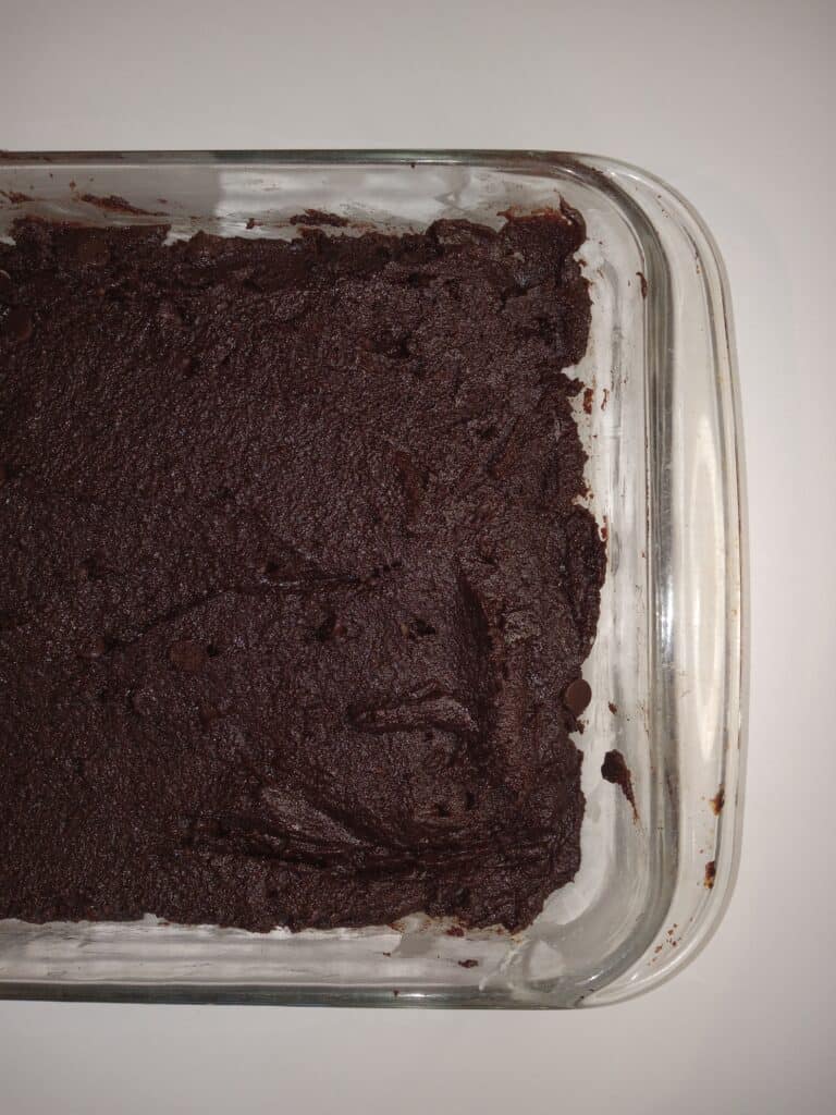 brownie batter in a pan