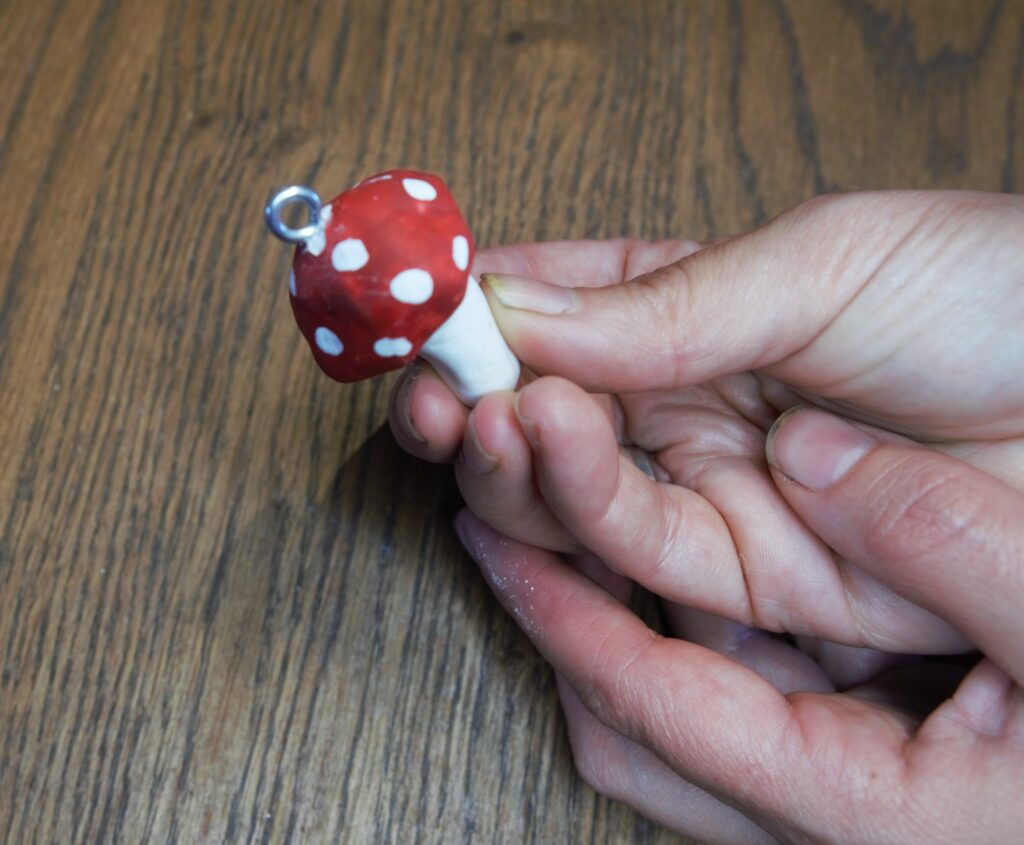 eye hook in polymer clay charm