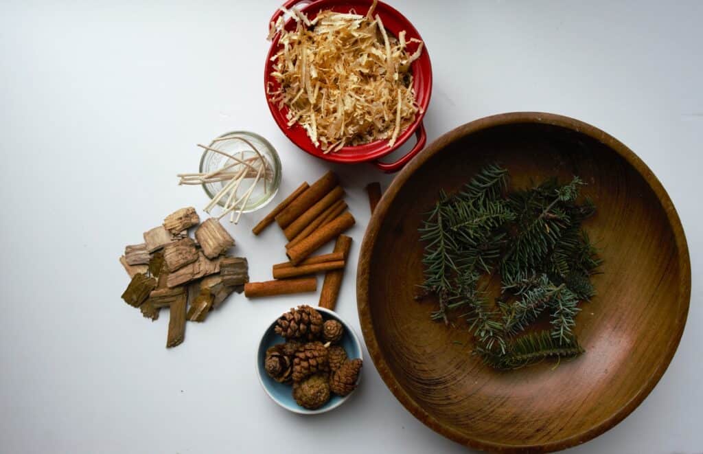 pine cones and cinnamon