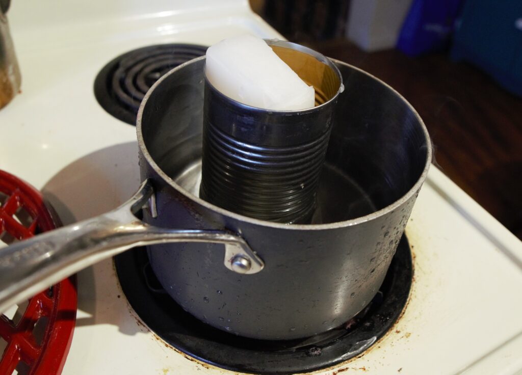 wax melting in a homemade double boiler