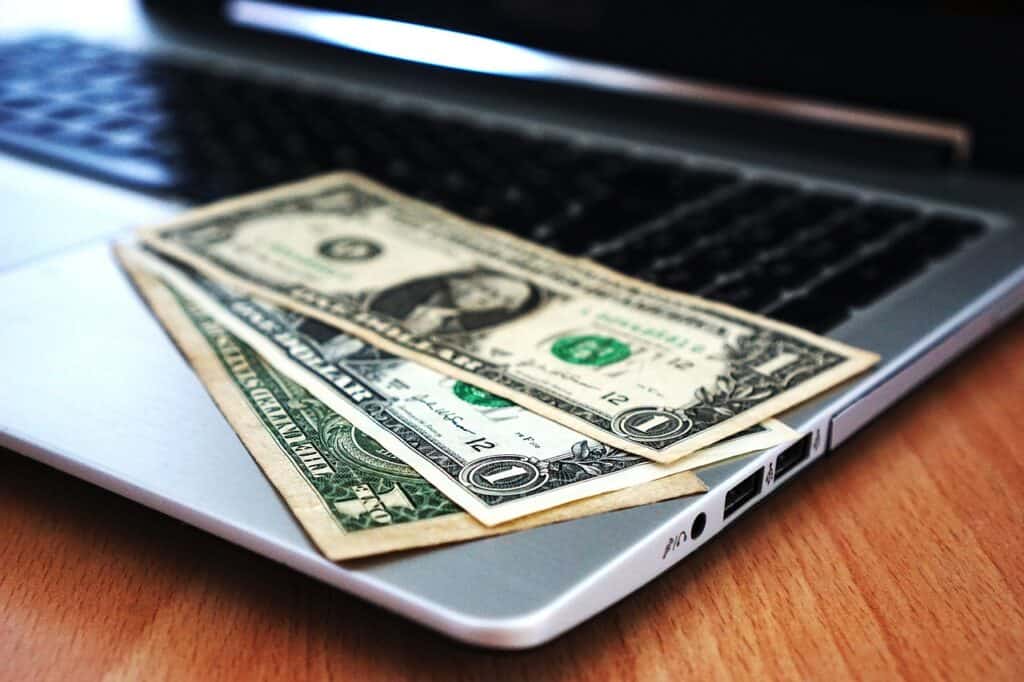 cash on a computer