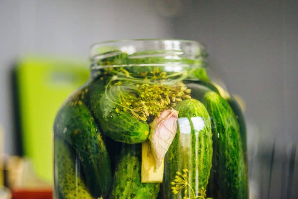 jar of homemade pickles