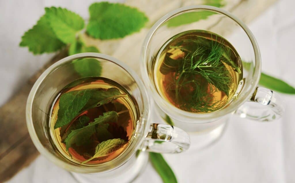 tea with herbs in it