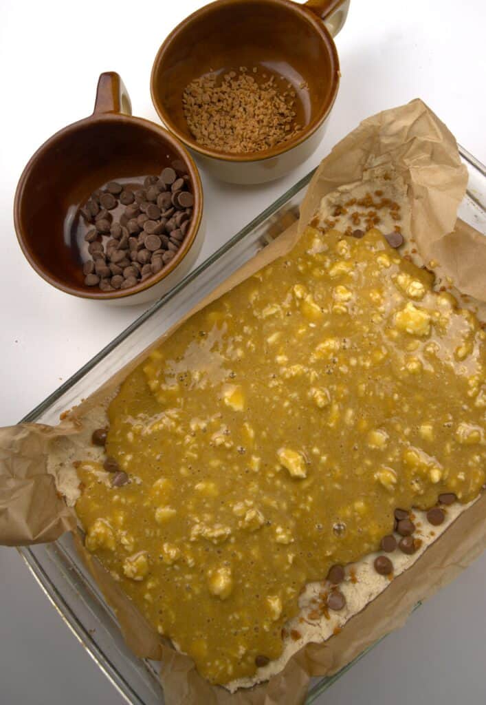 filling spread out on crust