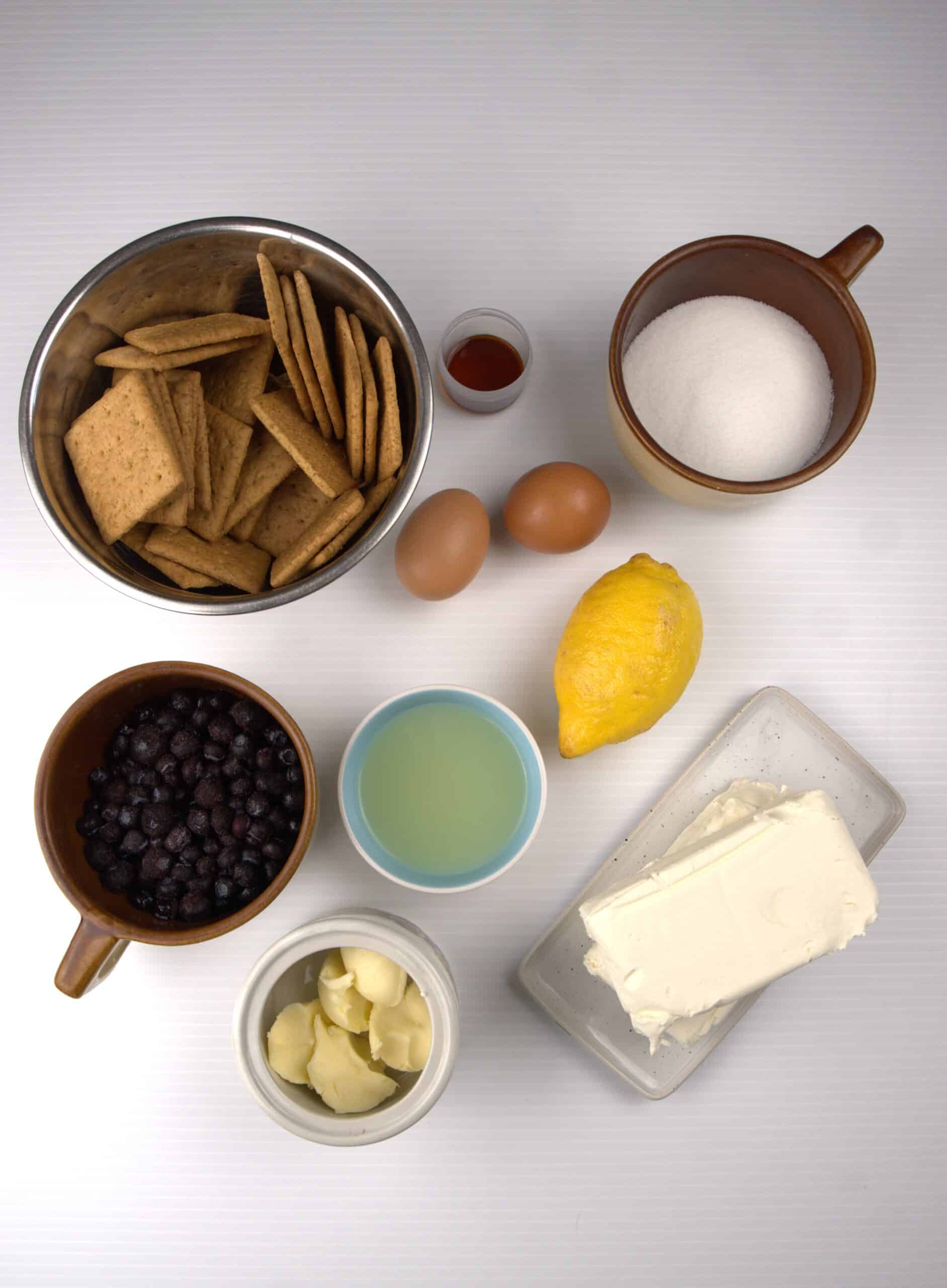 ingredients for blueberry cheesecake bars