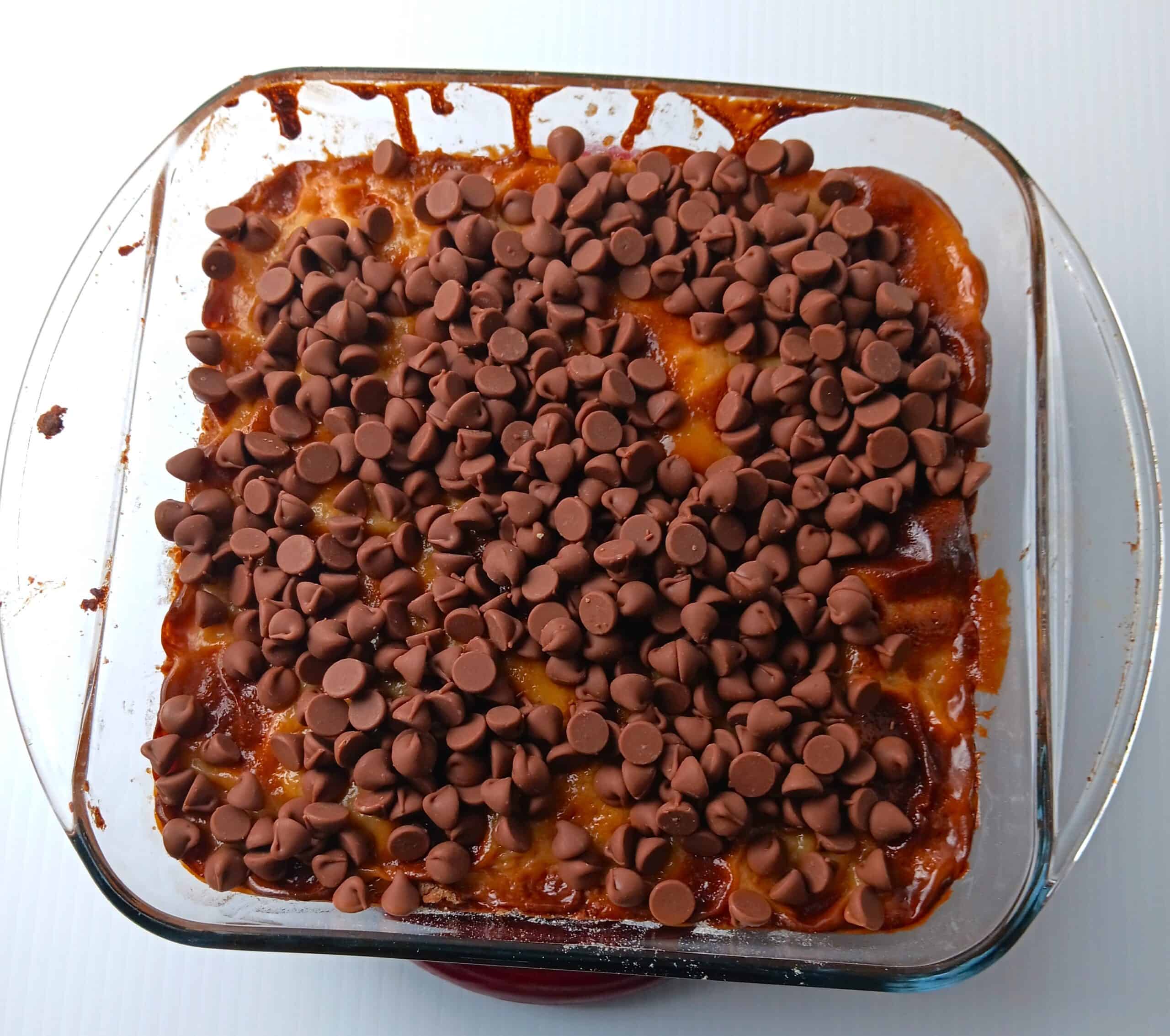 chocolate chips on dessert